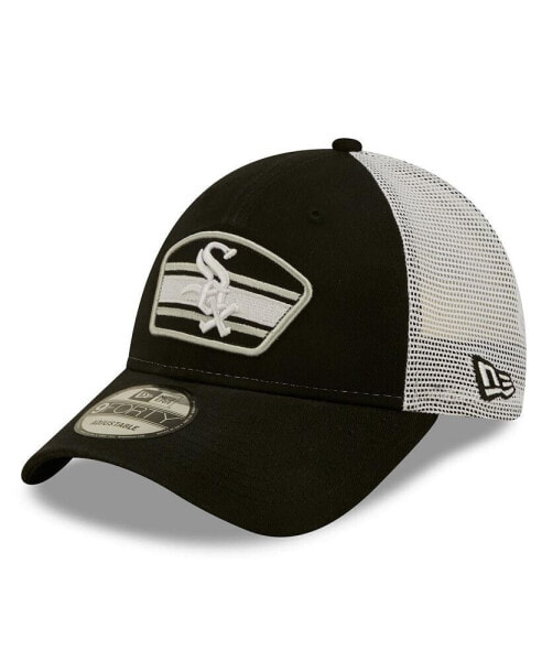 Men's Black, White Chicago White Sox Logo Patch 9FORTY Trucker Snapback Hat