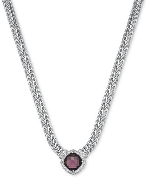 Amethyst (9 ct. t.w.) & White Topaz Accent (3/8 ct. t.w.) Weave Link 18" Collar Necklace in Sterling Silver