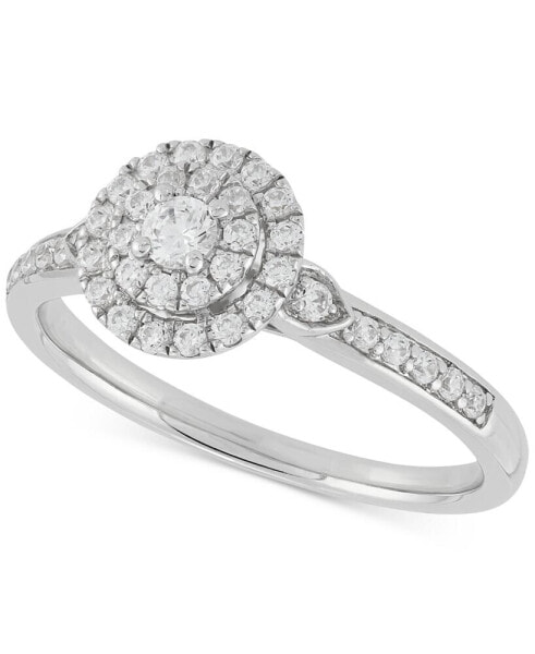 Lab-Created Diamond Halo Cluster Ring (3/8 ct. t.w.) in Sterling Silver