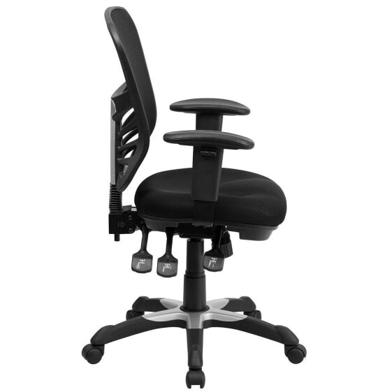 Mid-Back Black Mesh Multifunction Executive Swivel Chair With Adjustable Arms