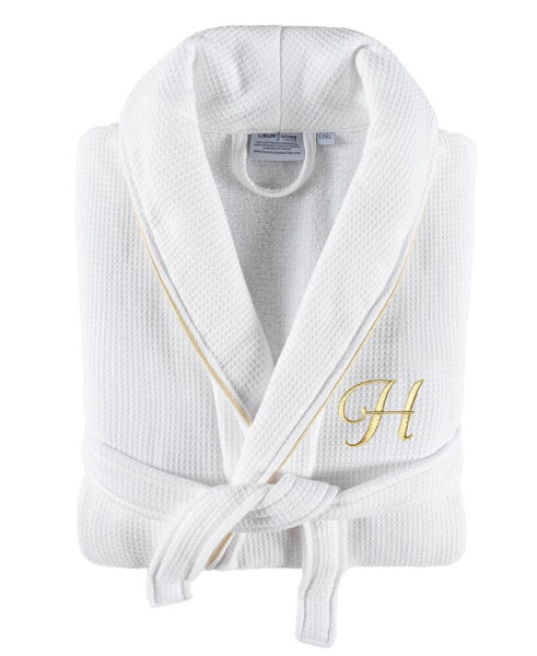 Textiles 100% Turkish Cotton Unisex Personalized Waffle Weave Terry Bathrobe with Satin Piped Trim