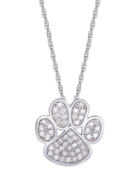 Macy's diamond 1/4 ct. t.w. Paw Print Pendant Necklace in Sterling Silver