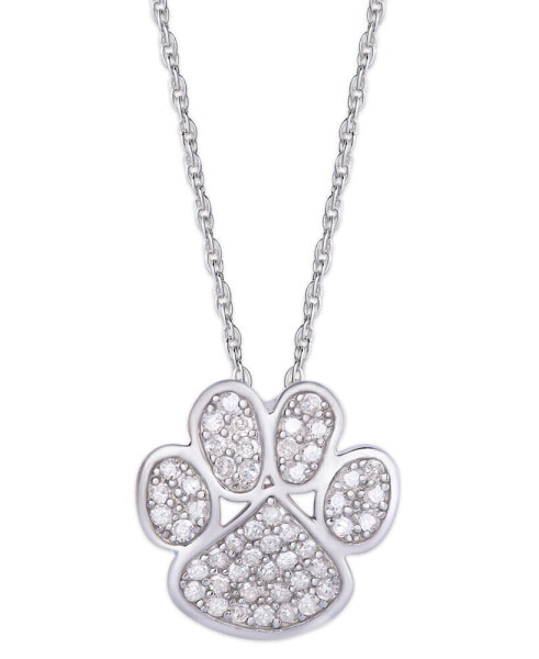 Diamond 1/4 ct. t.w. Paw Print Pendant Necklace in Sterling Silver