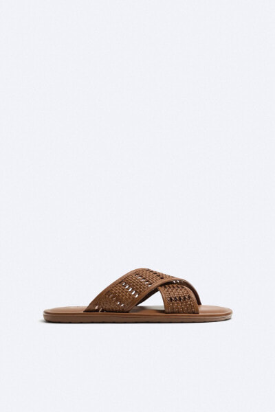 Braided crossover sandals