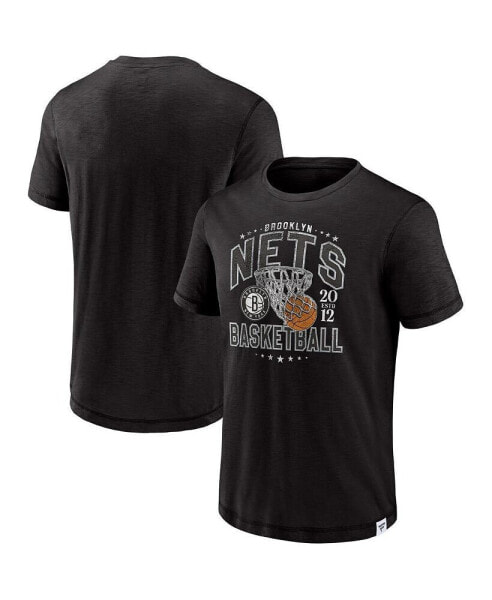 Men's Black Brooklyn Nets Reinforce True Classics Vintage-Inspired Slub T-shirt