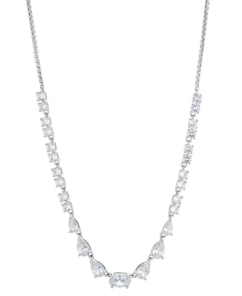Silver-Tone Mixed Crystal 15" Adjustable Statement Necklace, Created for Macy's