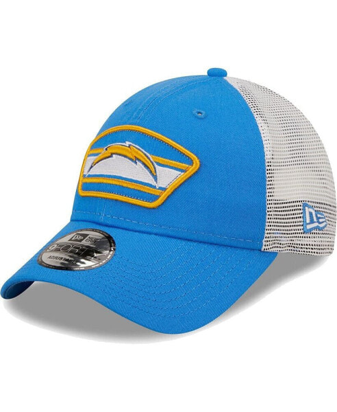 Men's Powder Blue, White Los Angeles Chargers Logo Patch Trucker 9Forty Snapback Hat