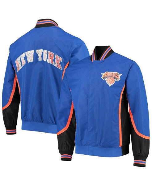 Men's New York Knicks Blue Hardwood Classics 75th Anniversary Authentic Warmup Full-Snap Jacket