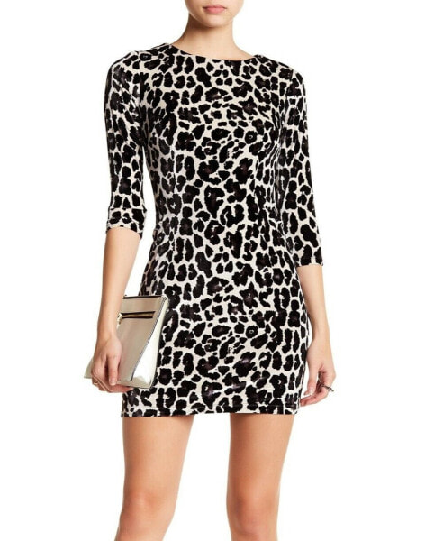 Nicole Miller Studio 158636 Women's Animal Print Velvet Dress Black/Ivory Sz. 10