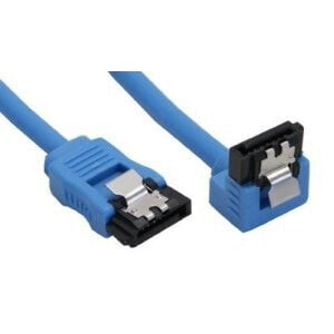 InLine SATA 6Gb/s Round Cable blue angled 90° with latches 0.5m