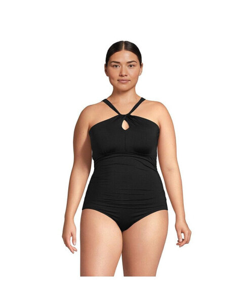 Plus Size High Neck to One Shoulder Multi Way One Piece Swimsuit