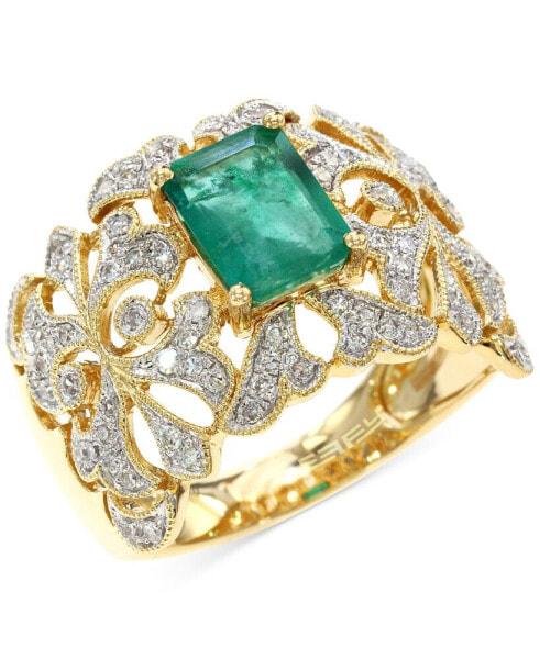 EFFY® Emerald (1-3/8 ct. t.w.) & Diamond (1/3 ct. t.w.) Openwork Statement Ring in 14k Gold