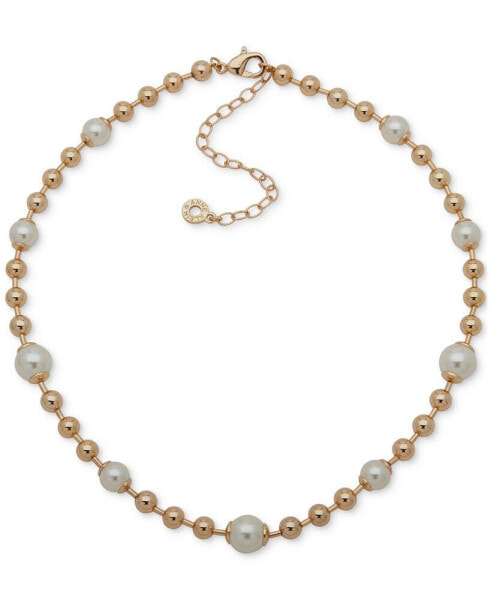 Gold-Tone & Imitation Pearl Beaded Collar Necklace, 16" + 3" extender
