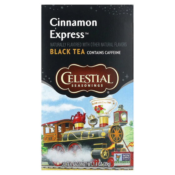 Чай черный с корицей, Celestial Seasonings, Cinnamon Express, 20 пакетиков, 39 г