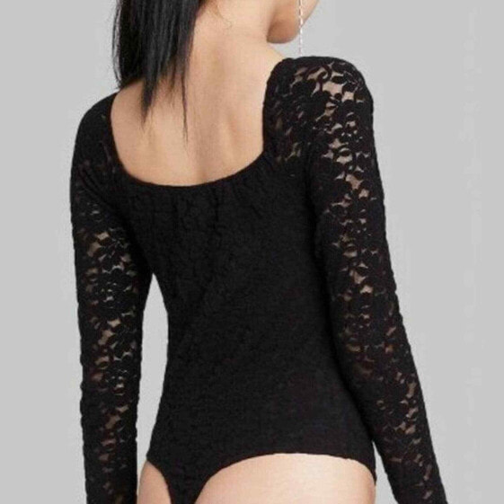 Women's Long Sleeve Lace Bodysuit - Wild Fable Black S