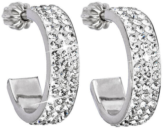 Silver earrings semicircles 31119.1 crystal