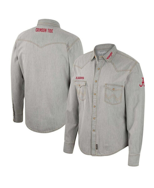Men's x Wrangler Gray Alabama Crimson Tide Cowboy Cut Western Full-Snap Long Sleeve Shirt