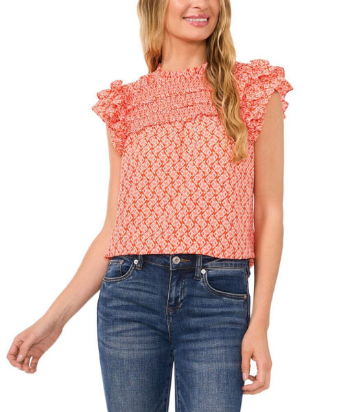 Women's Smocked Ruffle Yoke Blouse