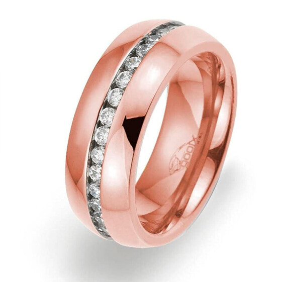 Украшение Gooix 444-02129-520 Ring из нержавеющей стали, покрытое розовым золотом, с белыми циркониями, цвет циферблата - розовое золото, диаметр циферблата 52 мм.