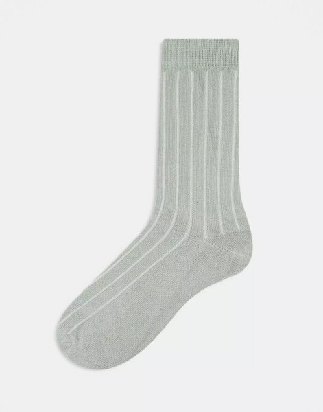 ASOS DESIGN capsule collection rib sock in light green