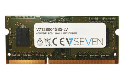 V7 4GB DDR3 PC3-12800 - 1600mhz SO DIMM Notebook Memory Module - V7128004GBS-LV - 4 GB - 1 x 4 GB - DDR3 - 1600 MHz - 204-pin SO-DIMM - Green