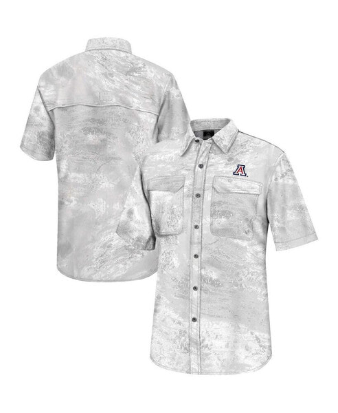 Men's White Arizona Wildcats Realtree Aspect Charter Full-Button Fishing Shirt