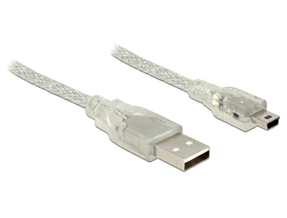 Delock 1m - USB2.0-A/USB2.0 Mini-B - 1 m - USB A - Mini-USB B - USB 2.0 - Male/Male - Transparent