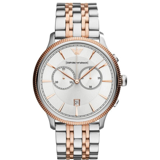 Emporio Armani AR1826 Mens Alpha Silver and Rose Gold Watch