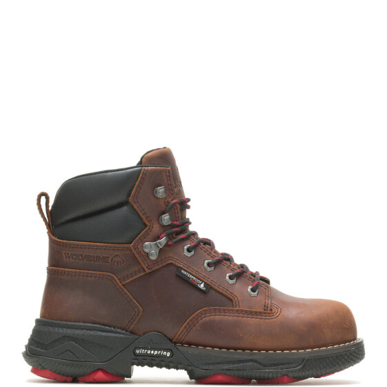 Wolverine Hellcat Fuse Ultraspring Waterproof 6" Mens Brown Wide Work Boots