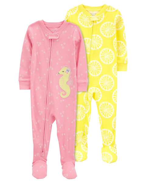 Baby 2-Pack 100% Snug Fit Cotton 1-Piece Footie Pajamas 24M
