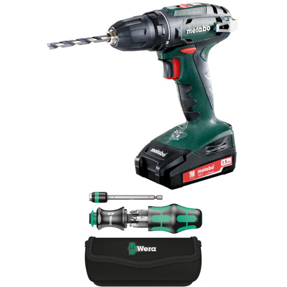 Metabo Akku-Bohrschrauber-Set BS 18 2x 1,5 Ah + Lader + Wera Kraftform Kompakt 20