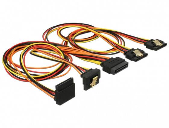 Delock 60149 - 0.5 m - SATA 15-pin - 4 x SATA 15-pin - Male/Female - Black,Orange,Red,Yellow - Straight