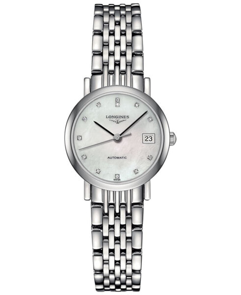 Women's Swiss Automatic The Longines Elegant Collection Diamond Accent Stainless Steel Bracelet Watch 26mm L43094876