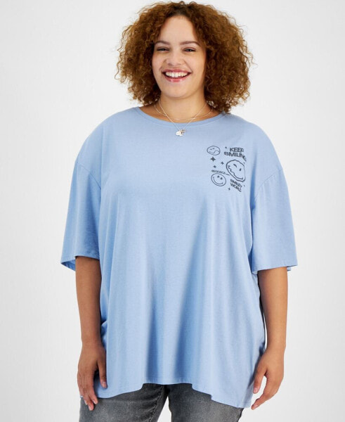 Trendy Plus Size Keep Smiling Short-Sleeve T-Shirt