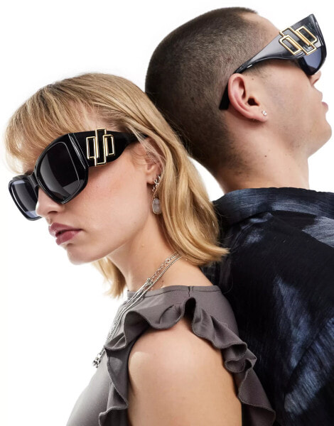 Le Specs primal instinct oversized sunglasses in black