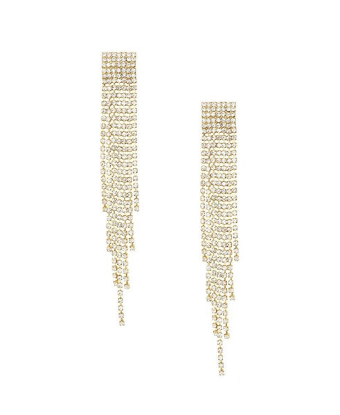 Crystal Fringe Earrings in 18K Gold Plating