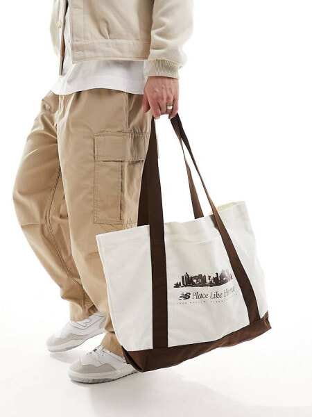 New Balance Place Like Home tote bag in canvas and brown