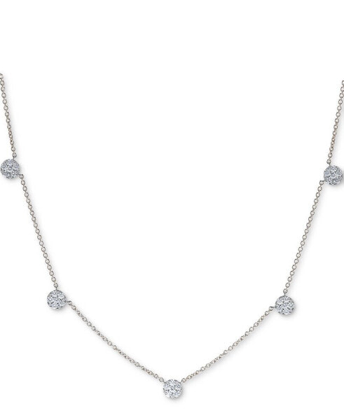 Diamond Dangle Cluster Statement Necklace (1 ct. t.w.) in 14k White Gold or 14k Two-Tone (14k Gold & 14k White Gold) 16" + 2" extender