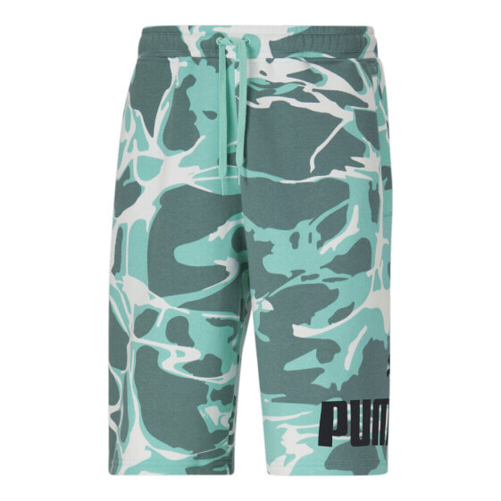 Puma Summer Splash Fleece Shorts Mens Green Casual Athletic Bottoms 67764777