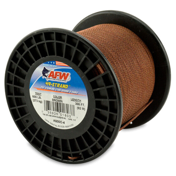 AFW 49 Strand Stainless Steel Wire Leader | 300 Feet | Camo Brown | Pick Test