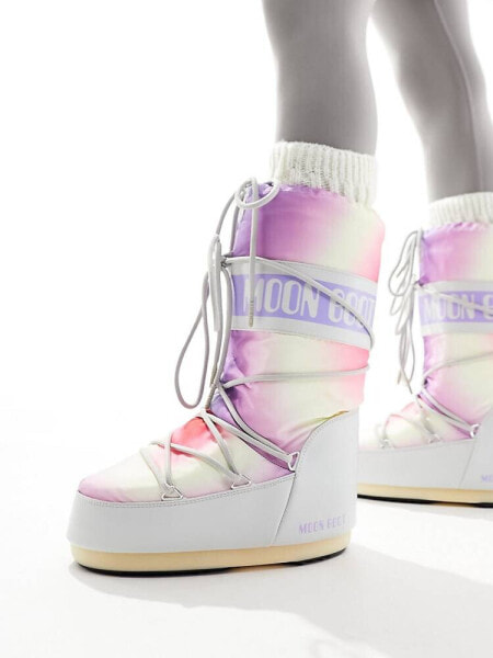 Moon Boot high ankle snow boots in pastel tie dye