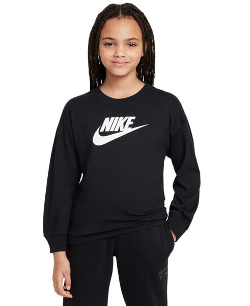 Big Girls Sportswear Cotton Long-Sleeve Logo T-Shirt