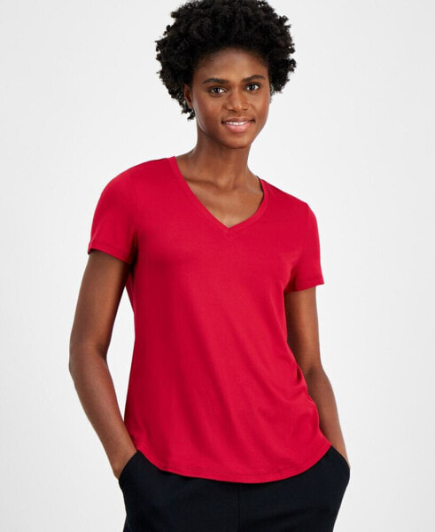 Футболка женская ID Ideology Essentials V-Neck, Упаковка из 3 шт., Создано для Macy's