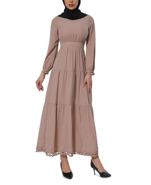 Women's Lace-Trim Tiered Maxi Dress