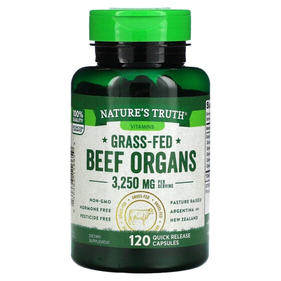 Grass-Fed Beef Organs, 3,250 mg, 120 Quick Release Capsules (650 mg per Capsule)