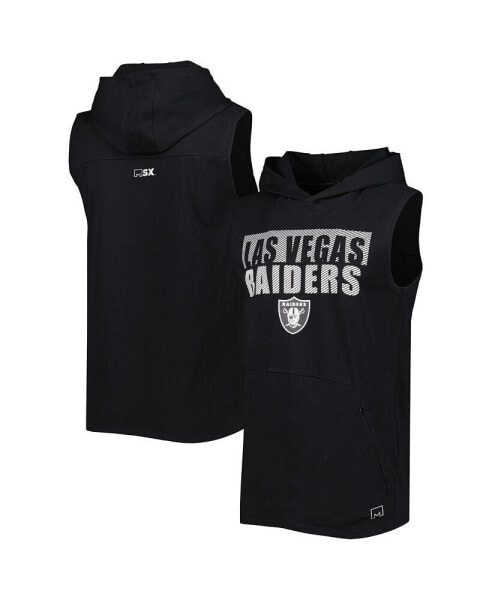 Men's Black Las Vegas Raiders Relay Sleeveless Pullover Hoodie