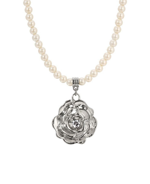 Imitation Pearl Flower Pendant Necklace