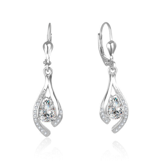 Beautiful silver earrings with clear zircons AGUC2693-W