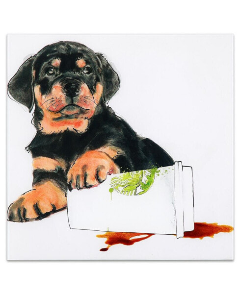 Java's Paw Frameless Free Floating Tempered Glass Panel Graphic Dog Wall Art, 20" x 20" x 0.2"