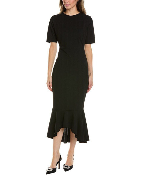 Brook + Lynn Ruffle Midi Dress Women's Black S